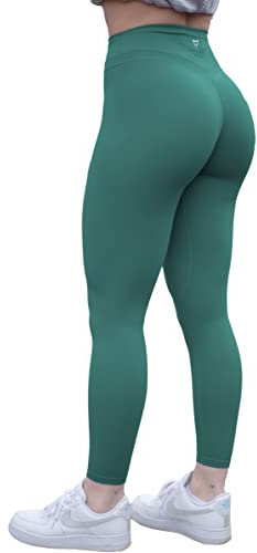 TomTiger Yogahose für Damen, hohe Taille, Workout-Leggings, Gesäß-Push-Up-Hose, Bauchkontrolle, Booty-Leggings, Grün, Größe M