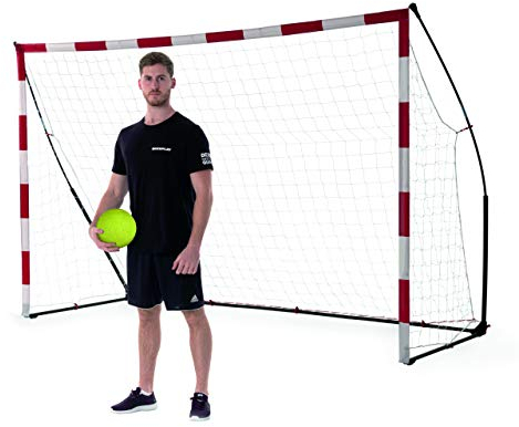QUICKPLAY Tragbares Handballtor 3x2m - Handballtor in offizieller Größe mit beschwerter Basis und Gummifüßen basierend auf der KICKSTER Technologie - Schnelles Aufstellen für das Handballtraining