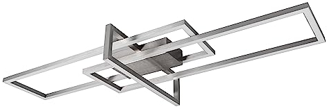 Trio Leuchten LED Deckenleuchte Salinas 620310307, Metall Nickel matt, inkl. 34 Watt LED, Switch Dimmer