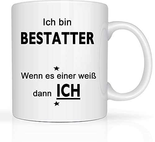 Print-Klex Berufstasse mit Bestatter Motiv Bedruckt Bestatter Tasse für Beruf Geschenk Kaffeebecher Geschenktasse Teetasse Arbeitstasse Arbeitsbecher mit Druck 330ml Beruf Tasse