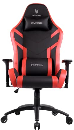 Oversteel - DIAMOND Professional Gaming Stuhl Kunstleder, 3D-Armlehnen, höhenverstellbar, um 180° verstellbar, Gasdruckfeder Klasse 4, bis zu 150Kg, Farbe Rot
