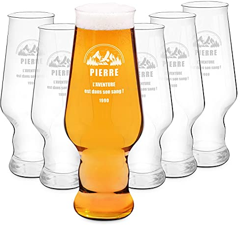 Maverton Ensemble de Chopes à Bière Personnalisées de 0,4 l – Verres de haute qualité avec gravure pour homme - Cadeau pour tous les amateurs de bière - Aventure