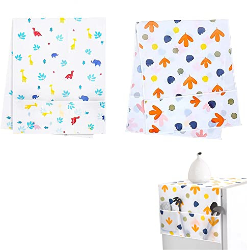 2 Piezas Cubierta Polvo Refrigerador, Cubierta Polvo Lavadora, Cubierta Antipolvo para Refrigerador, Impermeable, con Bolsillos Laterales, para Lavadora, Frigorífico, Secadora (130 x 54 cm)