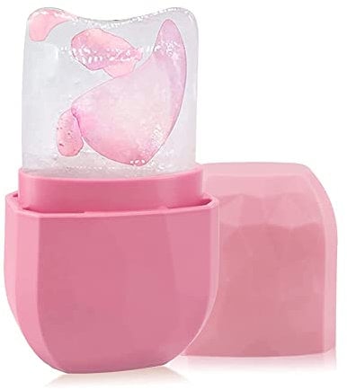 Fanxbox Eisroller für Gesicht und Auge, Gua Sha Gesichtsmassage, Silikon-Eisform für Gesichtsschönheit (Rosa)
