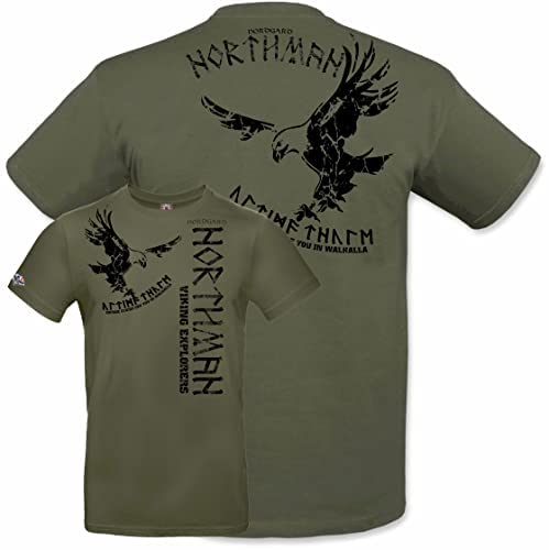 NORDGARD Viking T-Shirt Northman 2 in Khaki I Größe XL I Herren Tshirt aus 100% Baumwolle I Wikinger T-Shirt I Shirt nordische Mythologie I Ideal für Freizeit & Sport I Oeko-TEX Zertifiziert