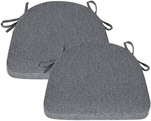 TANYOO 2er Set Sitzkissen Stuhl Waschbares Stuhlkissen mit Bindeband 43 * 41cm Rutschfestes Sitzpolster halbrund geeignet für Gartenstuhl, Esszimmerstuhl oder Bürostuhl (Anthrazit)