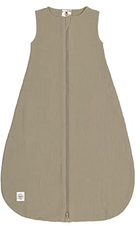 LÄSSIG Baby Sommerschlafsack ohne Ärmel Muslin Baumwolle GOTS zertifiziert unisex/Muslin Sleeping Bag olive, Größe 50/56 0-2 Monate
