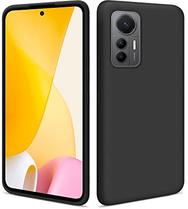 HSP Cover per Xiaomi 12 Lite 5G [repellente alla polvere] Custodia protettiva in silicone TPU premium | antigraffio antiurto | Protezione della fotocamera | Vestibilità perfetta sottile | Nero