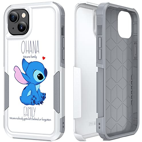 Candykisscase Ohana Means Family Schutzhülle für iPhone 14, stoßdämpfend, hartes PC und inneres Silikon, Hybrid-Hybrid-Schutzhülle für Apple iPhone 14
