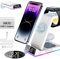Wireless Charging Station, 3 in 1 Foldable Wireless Charger with 30W PD Adapter, [Alarm/Clock/Night Light] 15W Wireless Charger Stand Dock for iPhone 16/15/14/13/12,Samsung,Airpods,iWatch Series,White