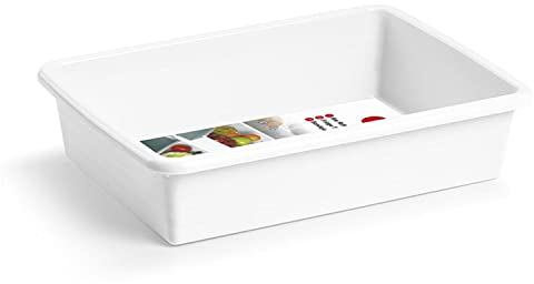 CABLEPELADO Bandeja plástico | Bandeja Armario | Bandeja para frigorífico | Polipropileno | Apta para lavavajillas | Medidas 26 cm Largo x 19 cm Ancho x 6 cm Alto | Capacidad 2 litros | Blanco