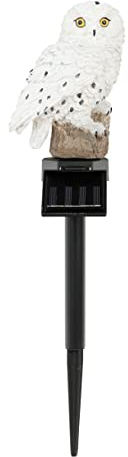 Spetebo LED Solar Gartenstecker Eule warm weiß - 45 x 10 cm - Outdoor Dekoleuchte mit Dämmerungssensor - Garten Deko Beleuchtung Figur Skulptur Leuchte Gartenleuchte Dekoleuchte für Außen