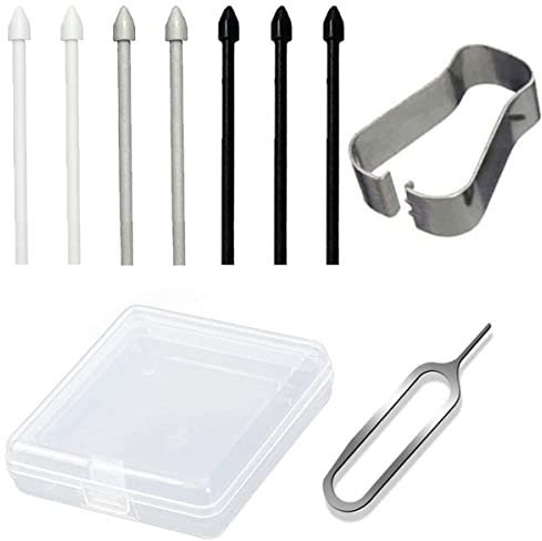 ZHUROUPU for Samsung for Galaxy Tab Touch Pen S Pen Tips/Nibs Replacement Note10/10+/Note20/Note20U/S21U/S22U/S23U/TAB S6/S7/S8 with Removal Tweezer (Tips-Black/White/Grey) (7Pcs)