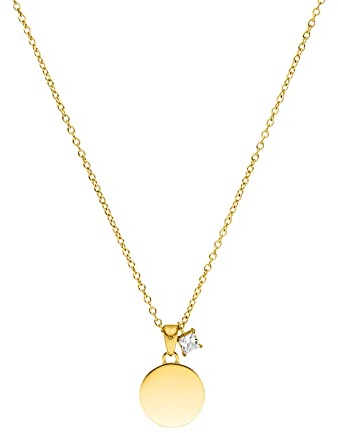 Purelei® Poetic Kette (Gold), Halskette für Frauen mit rundem Anhänger und Halbedelstein, Wasserfeste Kette aus Edelstahl, Geschenk für Frauen, 50-55 cm Länge verstellbar