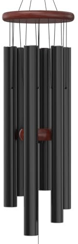 Nalulu, großes Windspiel, 89 cm, schwarz, modern, tiefe, beruhigende Töne, Außendeko, handabgestimmte Metallklänge zur Entspannung, wetterfest, Geschenk für Terrasse, Garten, Zen-Bereiche