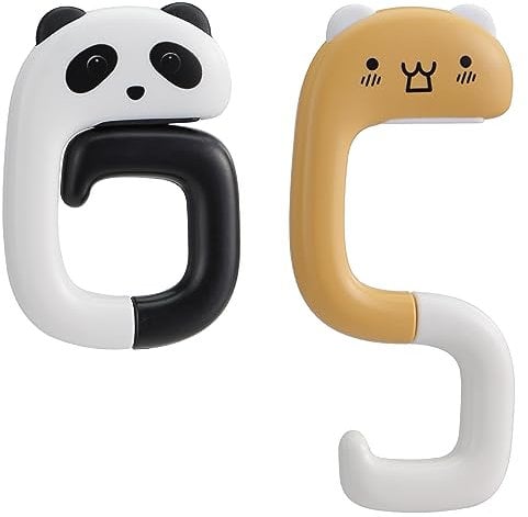 kwmobile Handbag Hooks for Tables (Set of 2) - Cute Portable Hanger Hook Holders for Bag Purse - Handbag Pattern 1 Black/White/Dusty Pink