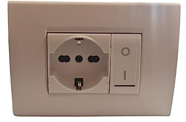 Cassetta Elettrica pronta all'uso con interruttore 0/1 shuko per incasso e con supporto esterno (con cassetta 503 schuko e interruttore 0/1 bianco)