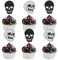 Ercadio 24 Stück Halloween-Totenkopf-Cupcake-Topper, Glitzer-Totenkopf-Cupcake-Picks, Halloween-Horror-Totenkopf-Cupcake-Dekorationen für Halloween-Thema, Babyparty, Geburtstagsparty,