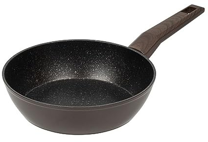 RESTO tiefe Pfanne - Induktion aus hochwertigem geschmiedetem Aluminium - Bratpfanne mit Marmor-Antihaftbeschichtung 4-lagig für alle Herdarten geeignet (Ø24 h=6.8 cm/Ø Boden 14.8 cm)