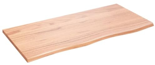 vidaXL Comptoir de Salle de Bain, Dessus d'Armoire avec Bord Vivant, Plan de Travail de Toilette, Marron Clair 100x50x2 cm Bois Traité