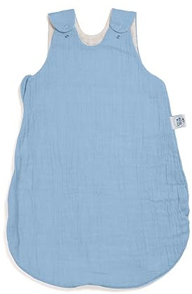 pic Bear Baby Schlafsack atmungsaktiv 0.5 TOG, Musselin, Leicht & 100% Baumwolle (airy blue, 62/68 cm)