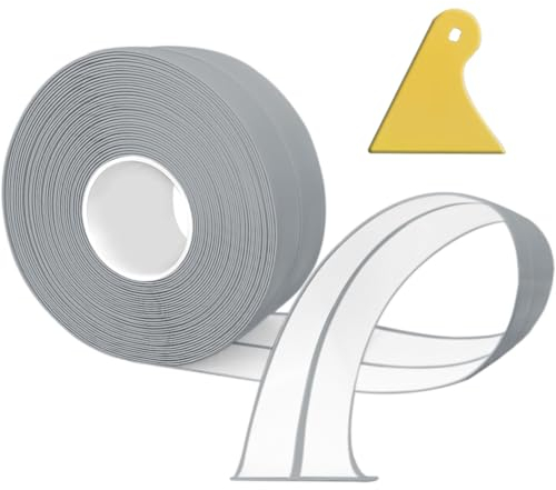 TAOYIO Plinthe Souple Autoadhésive,12M PVC Plinthe Adhesive20x20mm, Plinthe Cuisine Corniere PVC Autocollante pour Cuisine et salle de bain 2x2 gris