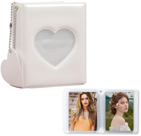 YEJAHY Mini Photocard Binder, Cute Mini Photo Album Photocard Binder, Fotoalbum Fotokartenhalter, für 3 Zoll Fotopapier Fotokartenhalter Aufbewahrung fotoalbum (Weiß)