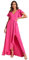 Ever-Pretty Robe Femme Chic et Elegant Col V Manches Courtes A Line Robe d'Invité de Mariage Rose Rouge 48