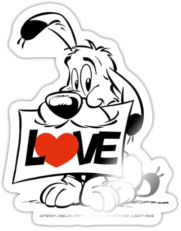 Spreadshirt Asterix & Obelix Charakter Idefix Sticker Aufkleber, 10 x 10 cm, Weiß glänzend