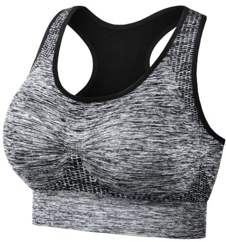 AUYAO Sport BH Damen Sport Bustier BH Ohne Buegel mit Polsterung Bustiers Racerback Push up Gepolstert Starker Halt Nahtloser Sports Bra Top Breite Schultergurte Soft Bra Fitness Laufen Yoga Joggen S