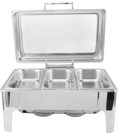 Scaldavivande Rettangolari per Catering in Acciaio Inossidabile da 9 Litri Set Scaldavivande per Buffet con Coperchio Visibile per Feste Eventi (-3113230344113)
