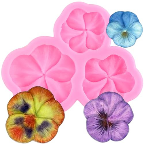 XMOLDNMS Pansy Flower Silicone Mould Flower Fondant Candy Moulds for Cake Decoration Cupcake Topper Chocolate Polymer Clay Gum Paste