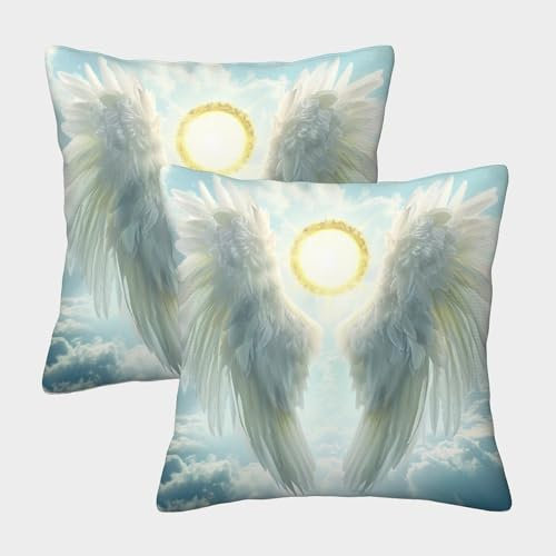 ENYISIYULO DekoRatteiv Kissenbezüge Flügel 2er-Set Kissenhülle DekoRatteive Weiche Engel Wohnzimmer Zierkissen Für Couch Stuhl Bett Garten Balkon 40x40cm