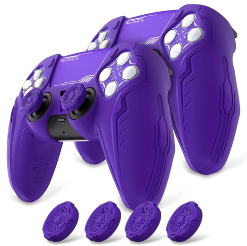PlayVital 2 Set Cover Custodia Silicone per ps5 Controller,CyberMech-Viola | Silicone Antiscivolo, Copri Levette Analogiche per ps5 Joystick, Adesivo Touchpad, Compatibile con Base di Ricarica