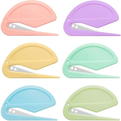 6 Pack Macarons Envelope Opener - Letter Opener Envelope Slitter with Safety Concealed Sharp Blade for Women,Men,Office Worker,Graduate Students.Mail Opener for Home,Office,Postal