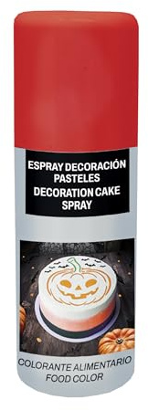 FIESTAS GUIRCA | Kuchen Dekorationsspray Rot (100 ml) - Küchenutensil zum Dekorieren von Torten und Desserts - Ideal für Halloween und Themenpartys - Backzubehör - Rot