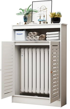 Louvered Grill Shelf Cabinet Radiator Cover for Heating Decorative Bathroom Floor Cabinet - L80cm*H90cm*T20cm