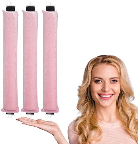 3 Stück Blow out Hair Curler, Hitzefreie Lockenwickler, Hitzefreier Lockenwickler, über Nacht Hitzefreie Locken Blowout Stäbe, Locken Zum Schlafen Styling Tool für Die Meisten Haartypen (Rosa)