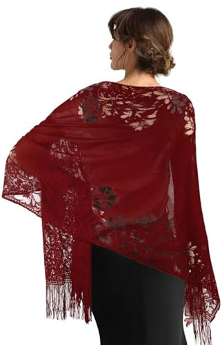 Stola Damen Festlich,Schals & Tücher Für Damen,Stola Für Abendkleid,Schal Stolas Damen Festlich,Chiffon Cape,Glitzernder Hochzeits-Schal,Umhängetücher Damen,Umschlagtuch Spitzenschal,Umschlagtuch