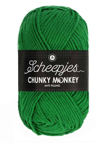 Scheepjes Chunky Monkey Aran Weight Yarn | 100g Ball | Anti-Pilling Acrylic | Soft & Hypoallergenic for Knitting and Crochet Blankets, Toys & Garments (1826 Shamrock)