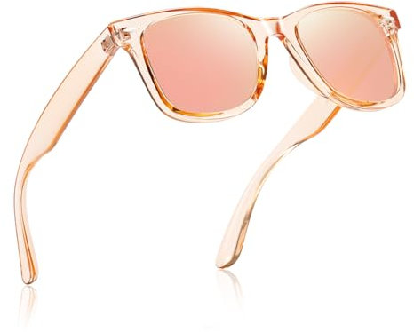 TIANYESY Square Polarised Sunglasses for Men Women UV Protection Unisex Retro Sunglasses Man for Driving Hiking Fishing Sports (Pink Frame/Pink Lens)