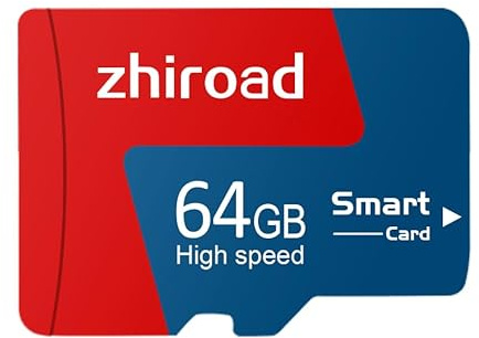 zhiroad Carte Micro SD 64 Go pour smartphones, caméras d'action, caméra embarquée, carte mémoire, classe 10, A1, U3