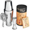 Shaker à cocktail professionnel Boston Shaker, passoire et jigger japonais avec cartes de recettes exclusives | Idéal pour bartending et bar à domicile (argenté)