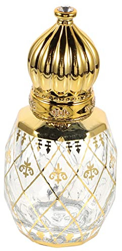 HAMPPLIES Nachfüllbare Ätherische Öl-roll-Flasche Mittelöstlicher Stil Parfümflakon Mit Goldfarbenem Deckel Leer Duftöl Behälter Für Reise Und Haushalt