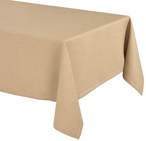 Elegante Tischdecke mit natürlicher Leinenoptik, Lina Tischdecke und Tischläufer, Größe und Farbe wählbar (Eckig 130x260 cm, Honigbraun)