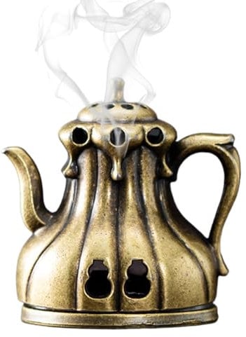 Ceprznvey Räucherkegelhalter - Teekannenförmiger Räucherkegel Behälter,Rustikale Räucherschale Aus Zinklegierung Desktop Raum Dekoration Für Zuhause Garten Wellness