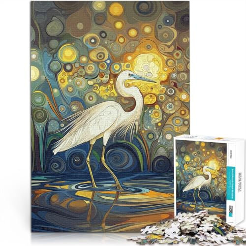 Puzzle 1000 Teile für Erwachsene Herausforderndes Spielspielzeug Schöner Reiher Klimt Art Geeignet für die Schreibtischdekoration75x50cm