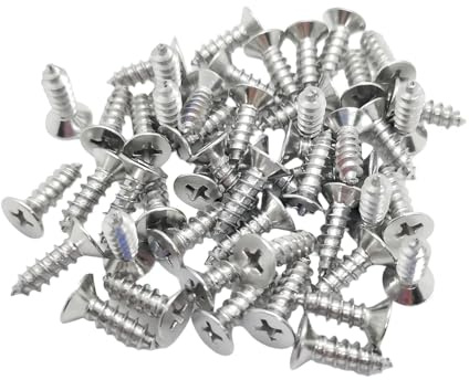 M5 Stainless Steel Screws 12mm, Self Tapping Flat Countersunk Head Wood Screw, Hardware Fasteners, Pack of 50