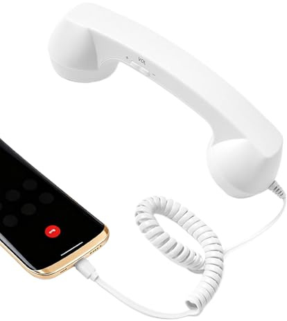 Retro Style Type-c Phone Handset | Type-c Retro Telephone Style Landline Handle Receiver with Microphone & Speaker | Vintage Wired Handheld Phone Receiver for Calls, Video Conferences, Meetings