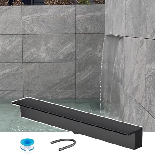 YYULZO 1 Set individuell anpassbarer Edelstahl-Wandeinbau-Überlauf-Wasserfall for Pools, Gärten und Aquarien(Black,125cm)